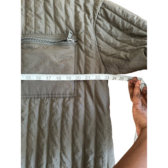 Topshop Quilted Oversized Bomber Liner Jacket  Charcoal Green Mob Wife 8-10 - Picture 7 of 13